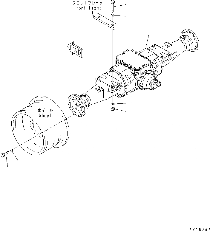 Схема запчастей Komatsu WA300-3A - ПЕРЕДНИЙ МОСТ (ЭЛЕМЕНТЫ КРЕПЛЕНИЯ) ТРАНСМИССИЯ