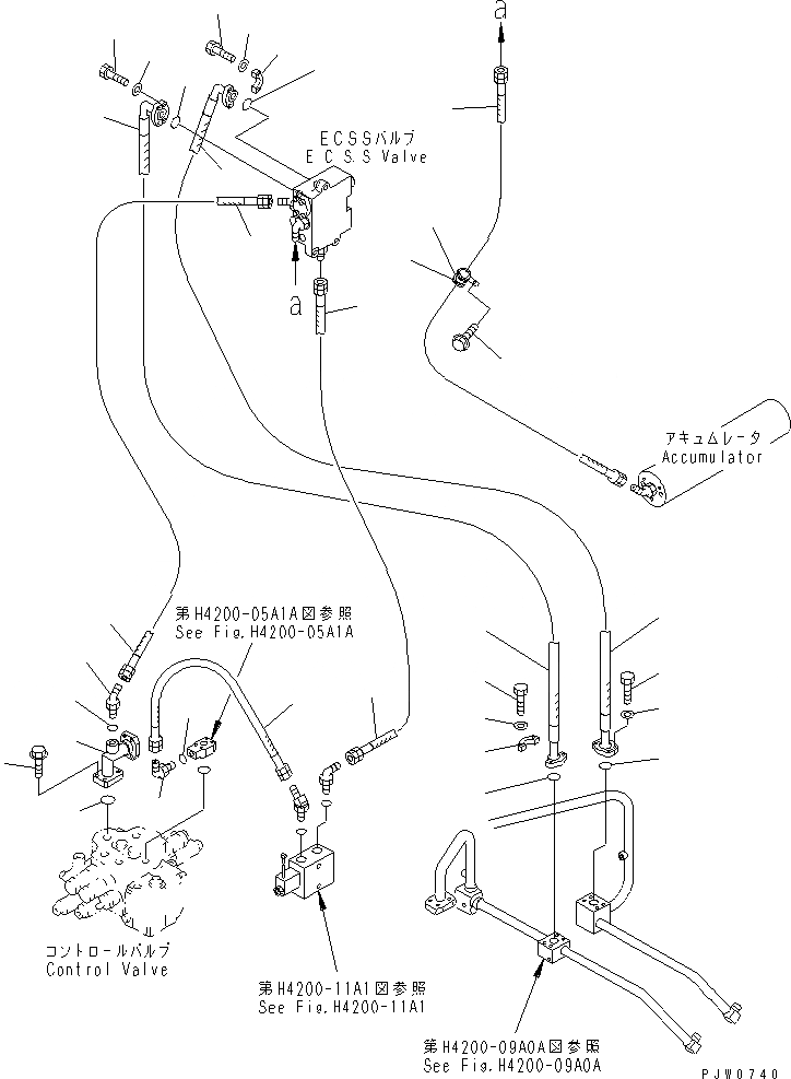 Схема запчастей Komatsu WA300-3A - ГИДРОЛИНИЯ (E.C.S.S. ТРУБЫ) (С ДОПОЛН. 2-Х СЕКЦИОНН. КЛАПАН)(№-) ГИДРАВЛИКА