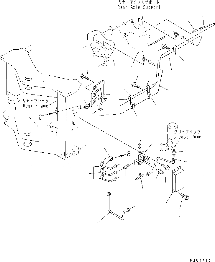 Схема запчастей Komatsu WA300-3A - УДАЛЕННАЯ СМАЗКА ЗАДН. РАМА (С АВТОМАТИЧ. СМАЗКОЙ)) ОСНОВНАЯ РАМА И ЕЕ ЧАСТИ