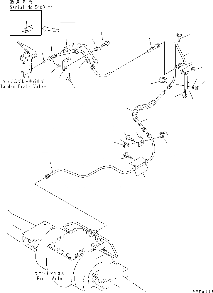Схема запчастей Komatsu WA300-3A - УПРАВЛ-Е ТОРМОЗОМ (ПЕРЕДН ТОРМОЗН. ГИДРОЛИНИЯ) КАБИНА ОПЕРАТОРА И СИСТЕМА УПРАВЛЕНИЯ