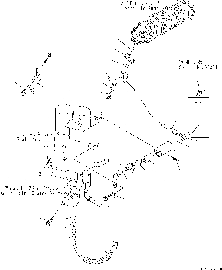 Схема запчастей Komatsu WA300-3A - УПРАВЛ-Е ТОРМОЗОМ (НАСОС PPC - КЛАПАН АККУМУЛЯТОРА) КАБИНА ОПЕРАТОРА И СИСТЕМА УПРАВЛЕНИЯ