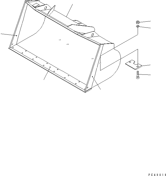Схема запчастей Komatsu WA300-3A - КОВШ ДЛЯ ЛЕГК. МАТЕРИАЛОВ¤ .M (С РЕЖУЩ. КРОМКОЙ НА БОЛТАХ .M) РАБОЧЕЕ ОБОРУДОВАНИЕ