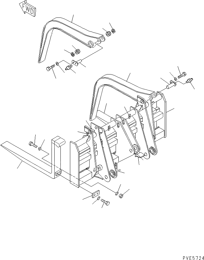 Схема запчастей Komatsu WA300-3A - ВИЛЫ (LUMBER ЗАХВАТ) РАБОЧЕЕ ОБОРУДОВАНИЕ