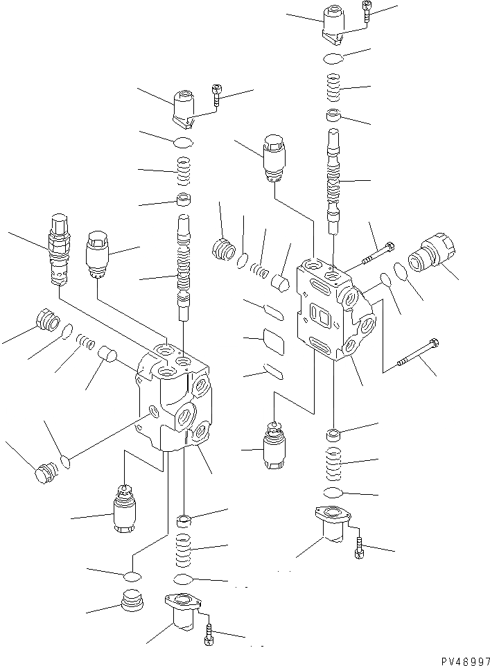 Схема запчастей Komatsu WA300-3A - КОНТРОЛЬНЫЙ КЛАПАН (2-Х СЕЦИОНН.) (/) ОСНОВН. КОМПОНЕНТЫ И РЕМКОМПЛЕКТЫ