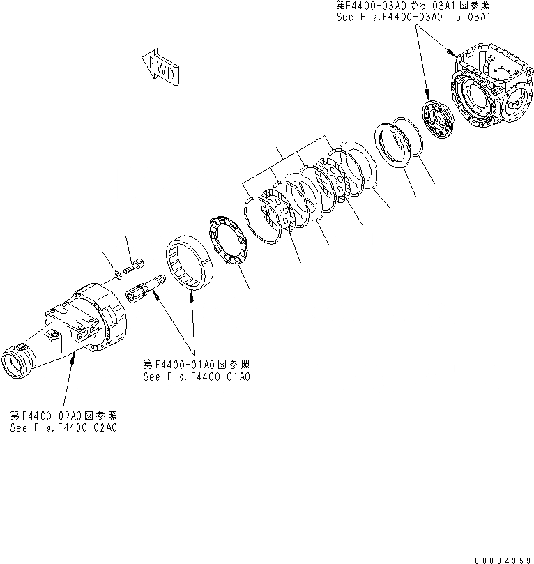 Схема запчастей Komatsu WA300-3CS - ПЕРЕДНИЙ МОСТ (ТОРМОЗ.) ТРАНСМИССИЯ