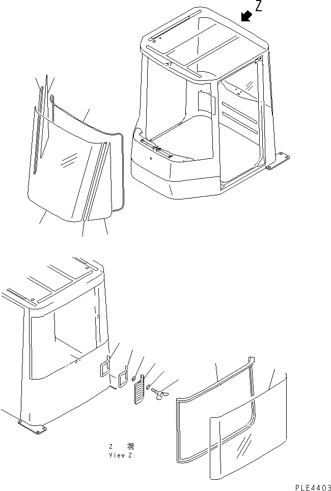 Схема запчастей Komatsu WA300-3CS - КАБИНА ROPS (ОКНА)(№-999) КАБИНА ОПЕРАТОРА И СИСТЕМА УПРАВЛЕНИЯ
