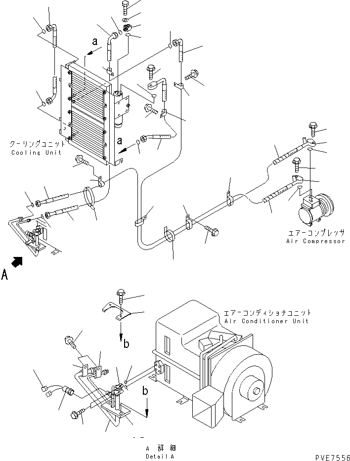 Схема запчастей Komatsu WA300-3CS - КРЕПЛЕНИЕ И ПАТРУБКИ КОНДИЦИОНЕРА (ЛИНИЯ КОМПРЕССОРА) КАБИНА ОПЕРАТОРА И СИСТЕМА УПРАВЛЕНИЯ