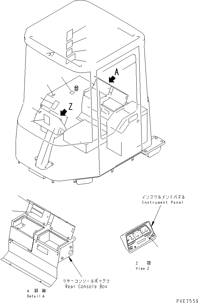 Схема запчастей Komatsu WA300-3CS - МАРКИРОВКА (ВНУТРИ КАБИНЫ)(№-) КАБИНА ОПЕРАТОРА И СИСТЕМА УПРАВЛЕНИЯ