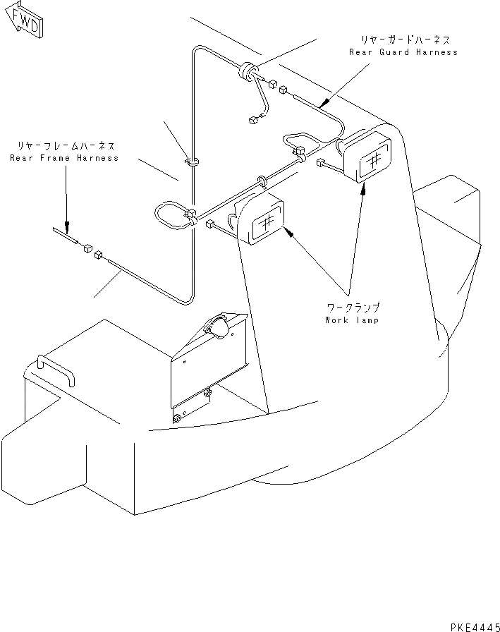Схема запчастей Komatsu WA300-3CS - КАПОТ (ПРОВОДКА ЗАДНЕЙ ЧАСТИ И ЗАДН. РАБОЧ. ОСВЕЩЕНИЕ) ЧАСТИ КОРПУСА