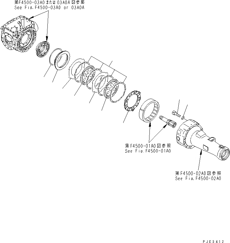 Схема запчастей Komatsu WA300L-3 - ЗАДН. МОСТ (ТОРМОЗ.) ТРАНСМИССИЯ