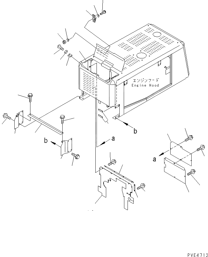 Схема запчастей Komatsu WA300L-3 - ОТСЕК ДВИГАТЕЛЯ(EIGINE КАПОТ РЕЗИН.) ЧАСТИ КОРПУСА