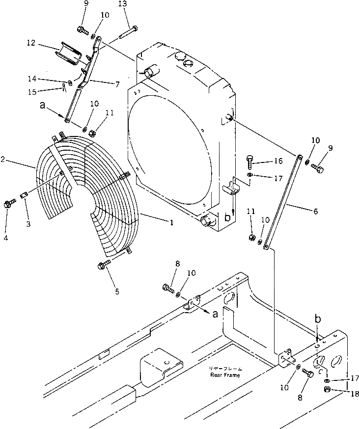 Схема запчастей Komatsu WA320-1 - РАДИАТОР COVER(№98-) КОМПОНЕНТЫ ДВИГАТЕЛЯ И ЭЛЕКТРИКА
