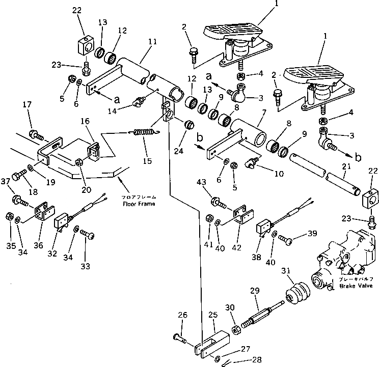 Схема запчастей Komatsu WA320-1 - ПЕДАЛЬ ТОРМОЗА И МЕХАНИЗМ(№-) ВЕДУЩ. ВАЛ¤ ДИФФЕРЕНЦ. И КОЛЕСА