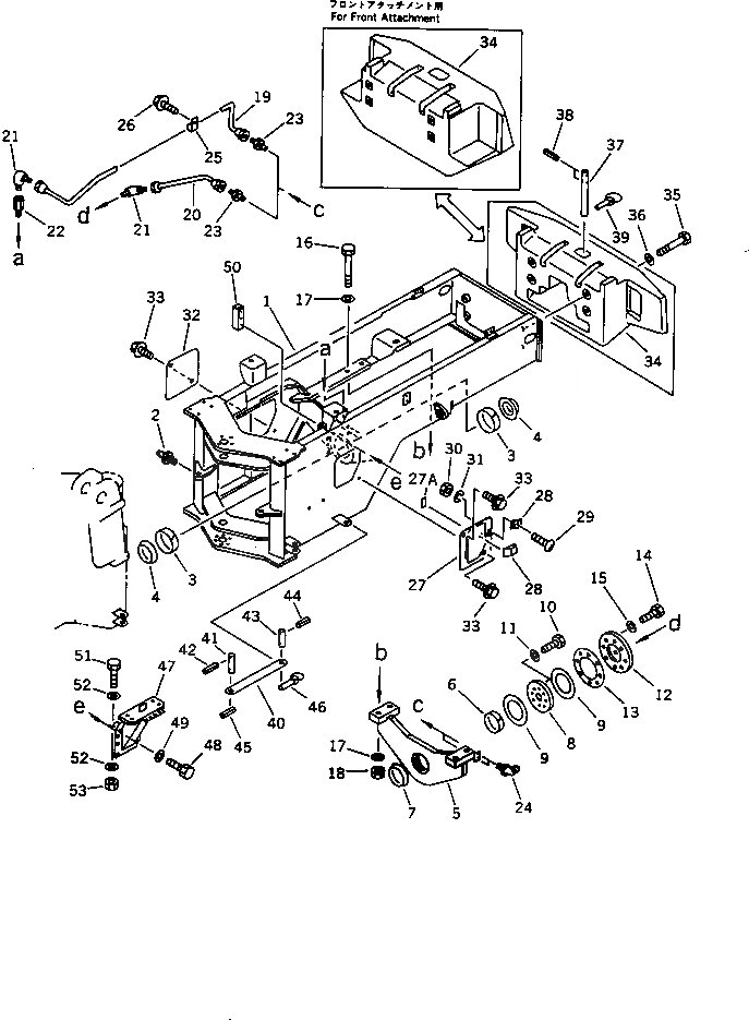 Схема запчастей Komatsu WA320-1 - ЗАДН. РАМА(№-) РАМА И ЧАСТИ КОРПУСА