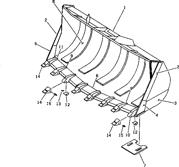 Схема запчастей Komatsu WA320-1 - ROCK КОВШ¤ V-ОБРАЗН КРОМКА (С ЗУБЬЯМИ) РАБОЧЕЕ ОБОРУДОВАНИЕ