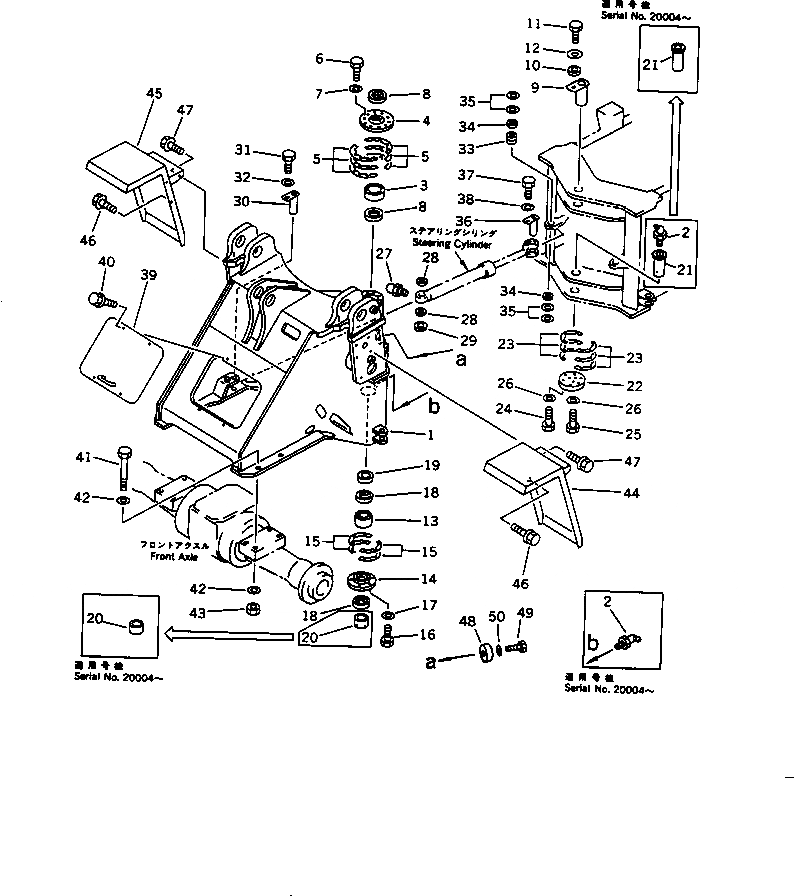 Схема запчастей Komatsu WA320-1 - ПЕРЕДН. РАМА(№-) РАМА И ЧАСТИ КОРПУСА