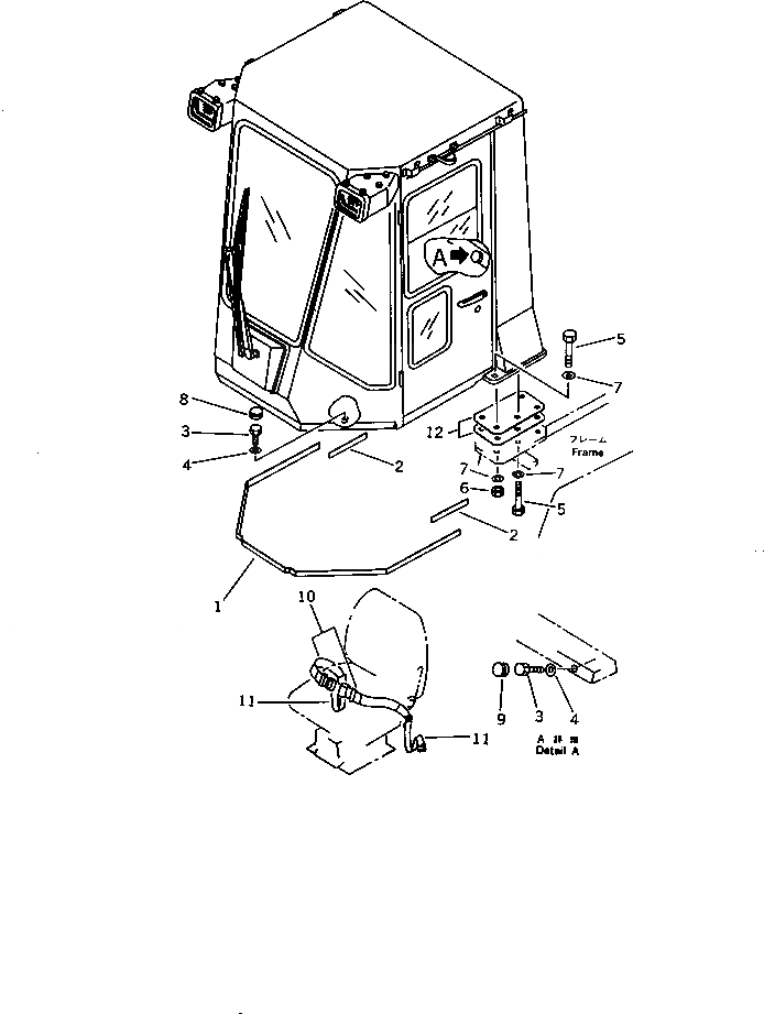 Схема запчастей Komatsu WA320-1 - КАБИНА ROPS (/8) (С РАБОЧ. ОСВЕЩЕНИЕ И ЗАДН. ДВОРНИКИ)(№-9999) РАМА И ЧАСТИ КОРПУСА