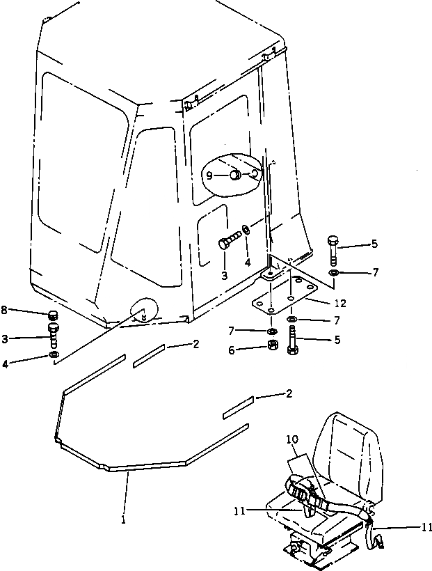 Схема запчастей Komatsu WA320-1 - КАБИНА ROPS (/8) (БЕЗ РАБОЧ. ОСВЕЩЕНИЕ И ЗАДН. ДВОРНИКИ) (ДЛЯ США)(№-9999) РАМА И ЧАСТИ КОРПУСА