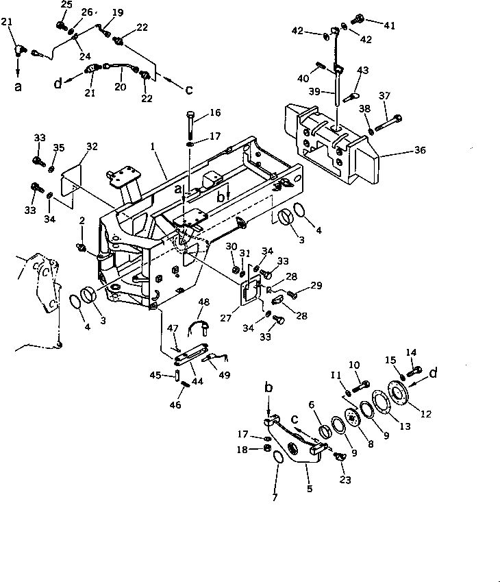 Схема запчастей Komatsu WA320-1 - ЗАДН. РАМА (TBG/ABE СПЕЦ-Я.)(№-9999) СПЕЦ. APPLICATION ЧАСТИ