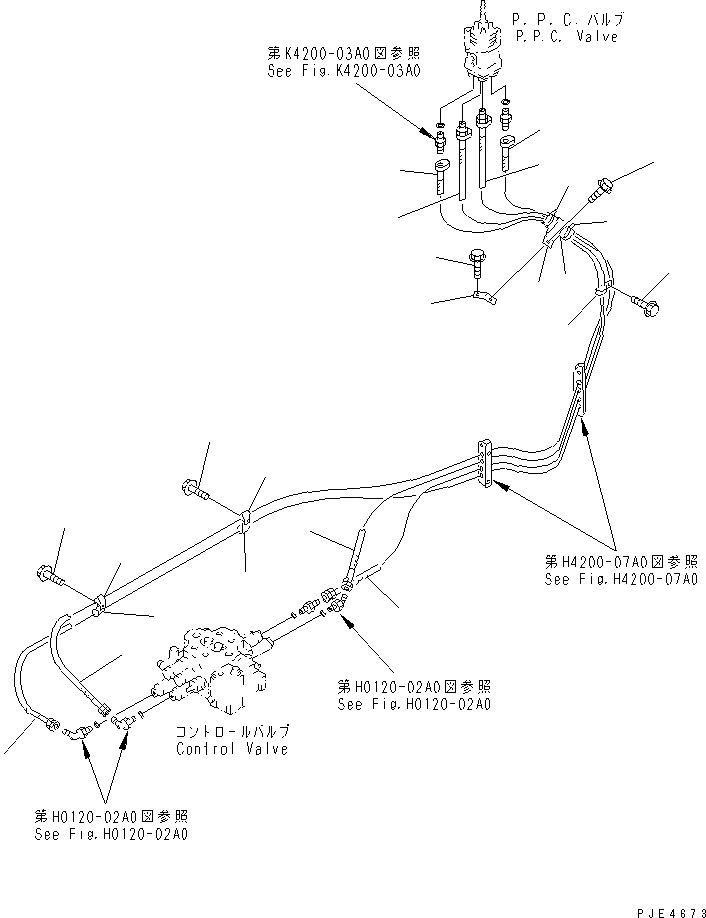 Схема запчастей Komatsu WA320-3 - ГИДРОЛИНИЯ (P.P.C. КЛАПАН - УПРАВЛЯЮЩ. КЛАПАН) ГИДРАВЛИКА