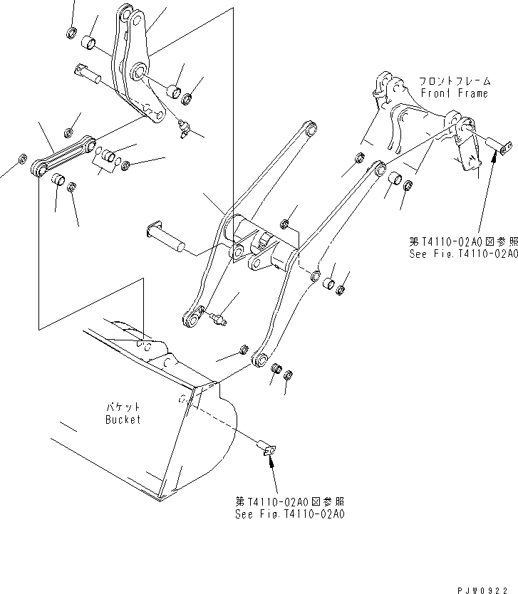 Схема запчастей Komatsu WA320-3 - РУКОЯТЬ И КОЛЕНЧАТЫЙ РЫЧАГ (С АВТОМАТИЧ. СМАЗКОЙ) РАБОЧЕЕ ОБОРУДОВАНИЕ
