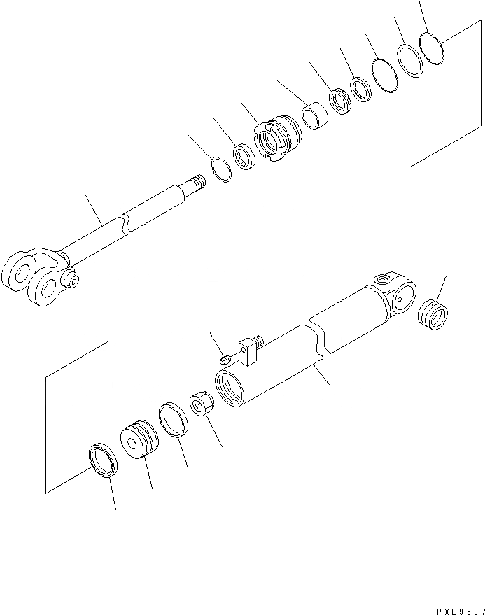 Схема запчастей Komatsu WA320-3 - ЦИЛИНДР РУЛЕВ. УПР-Я(№-) ОСНОВН. КОМПОНЕНТЫ И РЕМКОМПЛЕКТЫ
