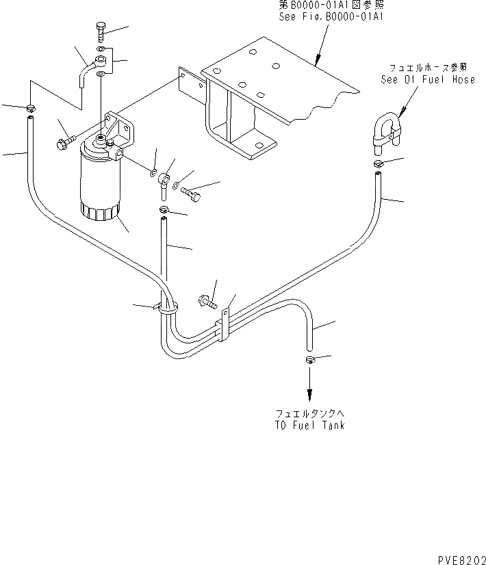 Схема запчастей Komatsu WA320-3 - ТОПЛИВН. ЛИНИЯ(ТОПЛИВН. ФИЛЬТР. И ТРУБЫ)(С DUST SEPARATE ТОПЛИВН. ФИЛЬТР.) ТОПЛИВН. БАК. AND КОМПОНЕНТЫ