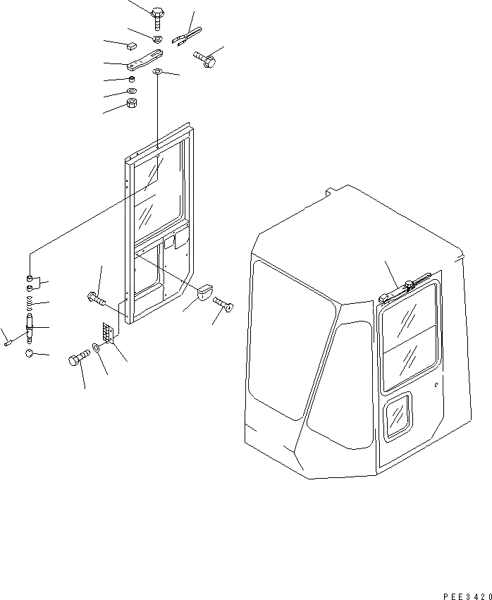 Схема запчастей Komatsu WA320-3 - КАБИНА (ДВЕРЬ /) КАБИНА ОПЕРАТОРА И СИСТЕМА УПРАВЛЕНИЯ