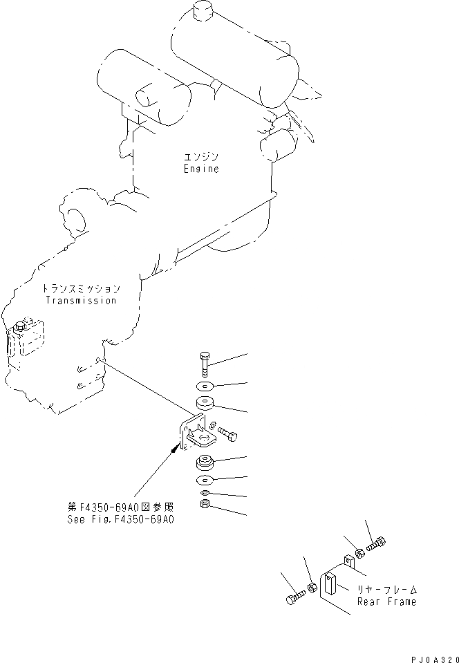Схема запчастей Komatsu WA320-3CS - КРЕПЛЕНИЕ ТРАНСМИССИИ ТРАНСМИССИЯ