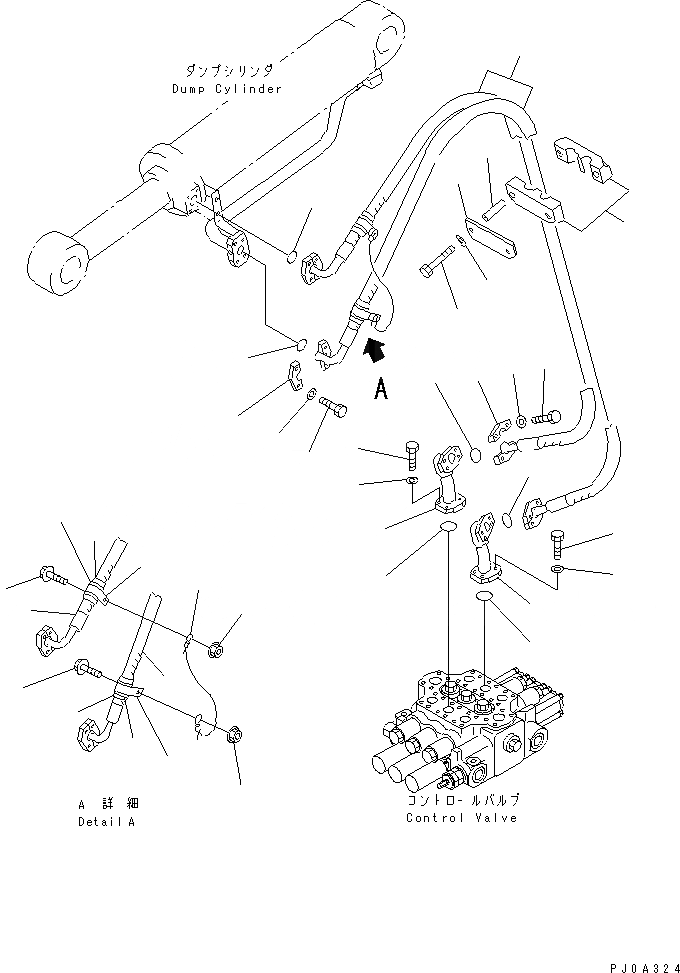 Схема запчастей Komatsu WA320-3CS - ГИДРОЛИНИЯ (ЛИНИЯ ГИДРОЦИЛИНДРА КОВША) (ПЕРЕДН. НАВЕСН. ОБОРУД) ГИДРАВЛИКА