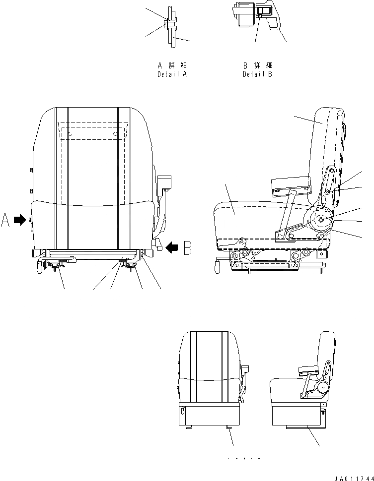 Схема запчастей Komatsu WA320-3CS - СИДЕНЬЕ ОПЕРАТОРА (ВНУТР. ЧАСТИ)(№9-) КАБИНА ОПЕРАТОРА И СИСТЕМА УПРАВЛЕНИЯ