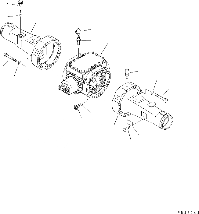 Схема запчастей Komatsu WA320-3 - КОРПУС ЗАДНЕГО МОСТА(№-) ВЕДУЩ. ВАЛ¤ ДИФФЕРЕНЦ. И КОЛЕСА