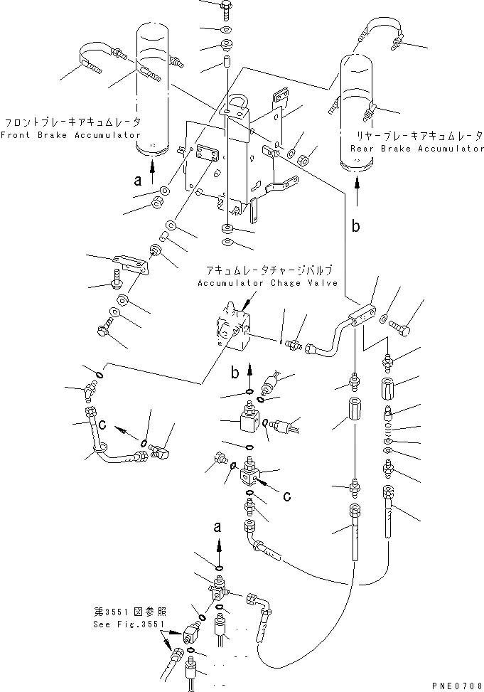 Схема запчастей Komatsu WA320-3 - ТОРМОЗ. МАСЛОПРОВОДЯЩАЯ ЛИНИЯ (КЛАПАН АККУМУЛЯТОРА - АККУМУЛЯТОР)(№-) ВЕДУЩ. ВАЛ¤ ДИФФЕРЕНЦ. И КОЛЕСА