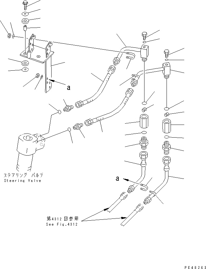 Схема запчастей Komatsu WA320-3 - ГИДРОЛИНИЯ (ЛИНИЯ ЦИЛИНДРА РУЛЕВ. УПР-Я) (/)(№-) РУЛЕВ. УПРАВЛЕНИЕ И СИСТЕМА УПРАВЛЕНИЯ