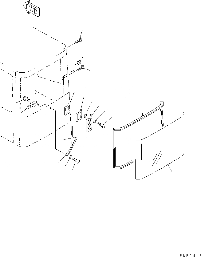 Схема запчастей Komatsu WA320-3 - КАБИНА (/9) (ЗАДН. ОКНА)(№-) РАМА И ЧАСТИ КОРПУСА