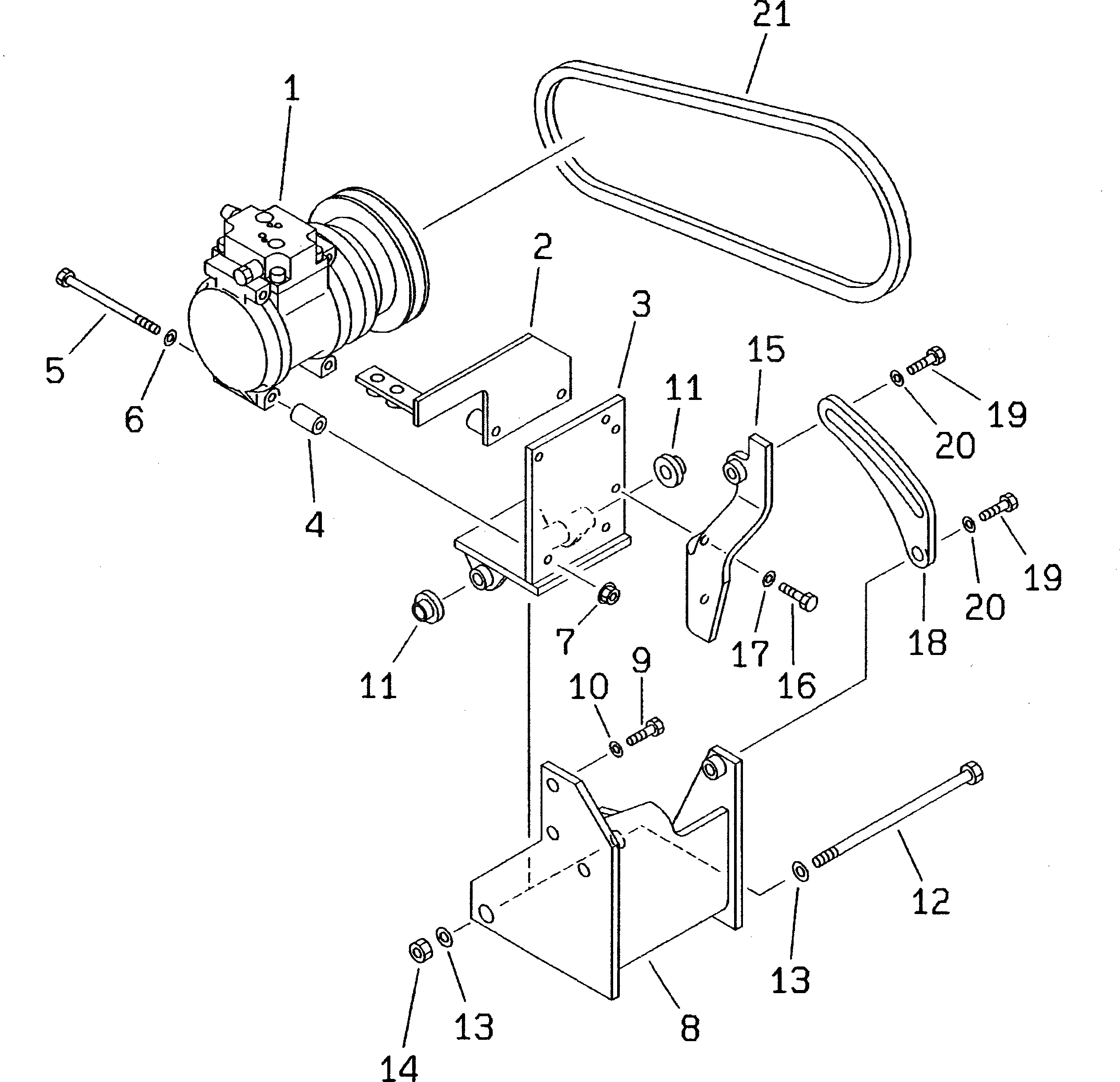 Схема запчастей Komatsu WA320-3 - КОМПОНЕНТЫ КОНДИЦИОНЕРА (/8) (КРЕПЛЕНИЕ КОНДИЦИОНЕРА)(№-) РАМА И ЧАСТИ КОРПУСА