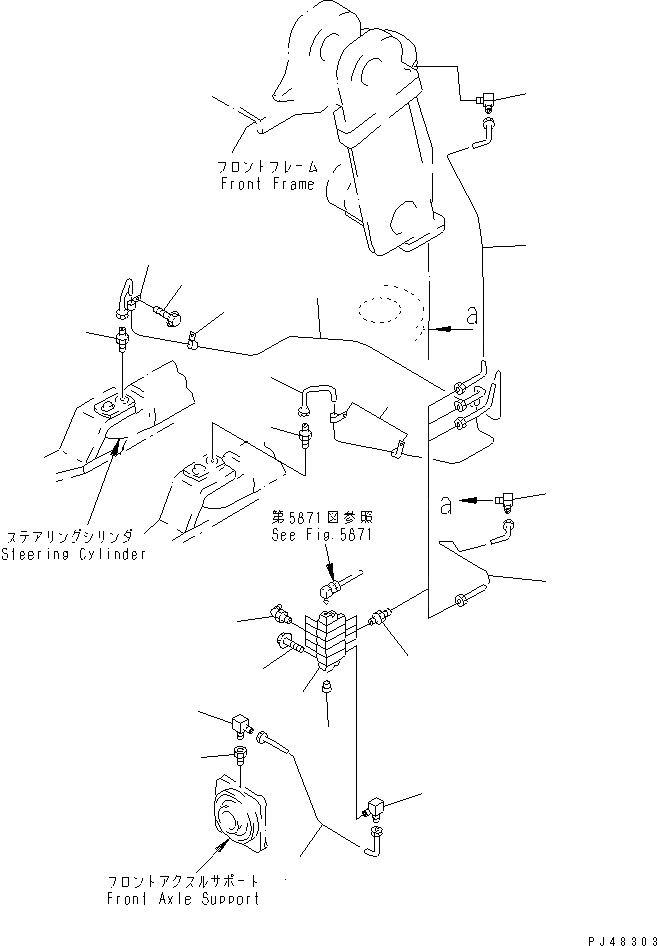 Схема запчастей Komatsu WA320-3 - АВТОМАТИЧ. СМАЗ. СИСТЕМА (ПЕРЕДН. РАМА ЦЕНТРАЛЬНЫЙ ПАЛЕЦ)(№-) РАМА И ЧАСТИ КОРПУСА