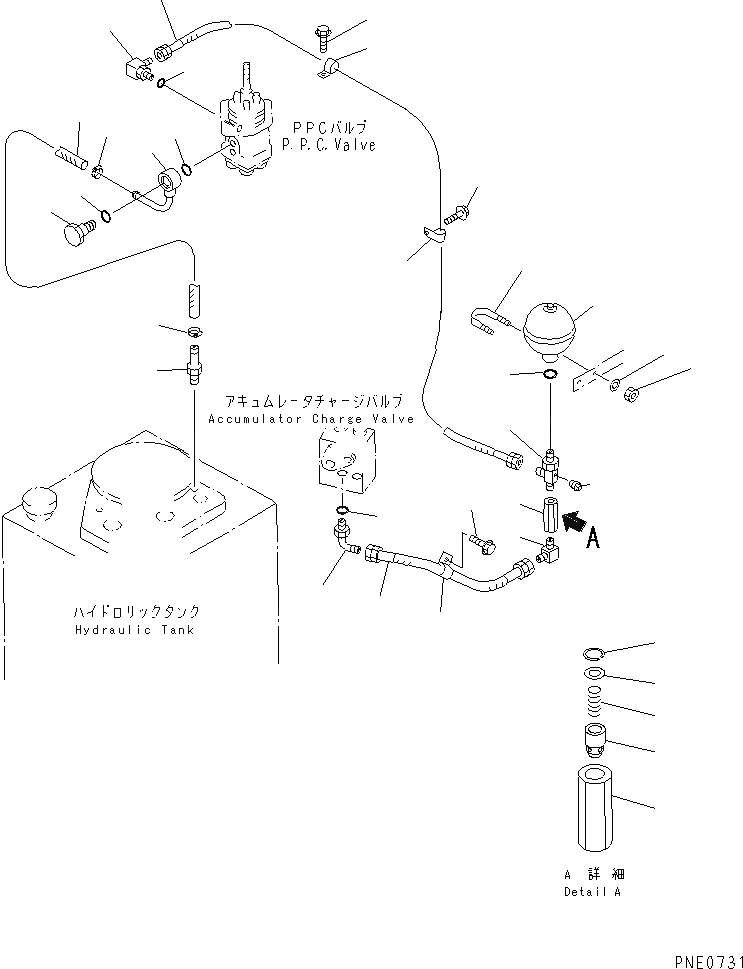 Схема запчастей Komatsu WA320-3 - ГИДРОЛИНИЯ (КЛАПАН PPCЛИНИЯ) (/) (КЛАПАН АККУМУЛЯТОРАTO PPC КЛАПАН)(№-) УПРАВЛ-Е РАБОЧИМ ОБОРУДОВАНИЕМ