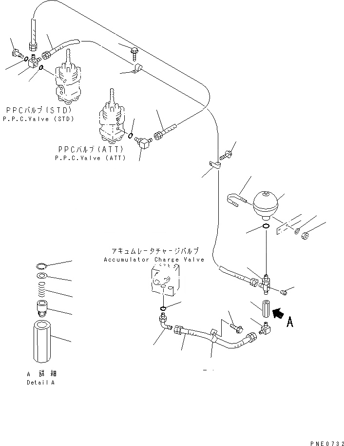Схема запчастей Komatsu WA320-3 - ГИДРОЛИНИЯ (КЛАПАН PPCЛИНИЯ) (/) (КЛАПАН АККУМУЛЯТОРАTO PPC КЛАПАН) (С 3-Х СЕКЦИОНН. КЛАПАН)(№-) УПРАВЛ-Е РАБОЧИМ ОБОРУДОВАНИЕМ