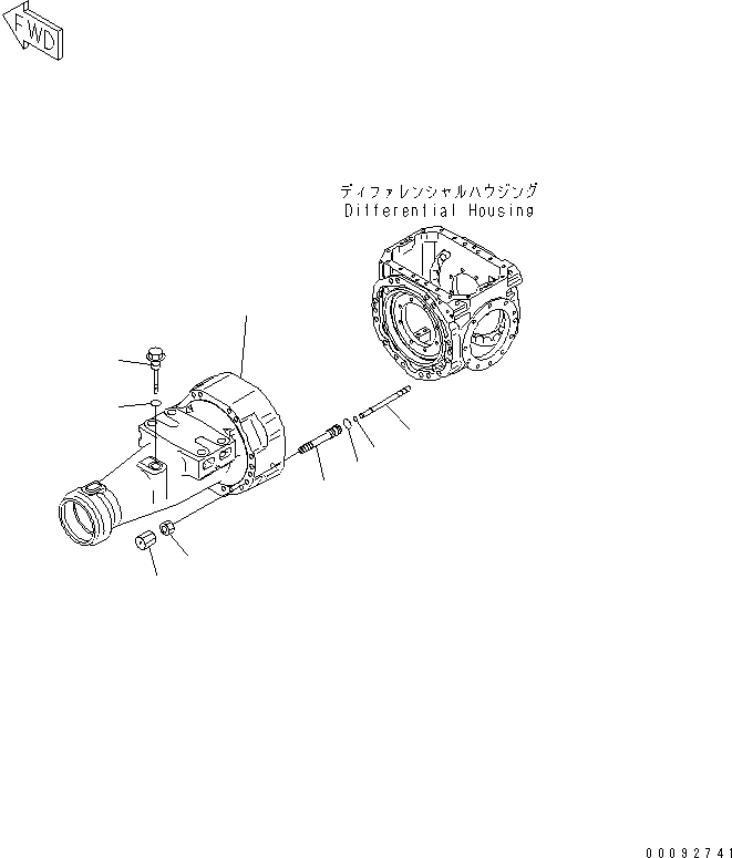 Схема запчастей Komatsu WA320-5 - ПЕРЕДНИЙ МОСТ (КОЖУХ МОСТА) (ЛЕВ.) СИЛОВАЯ ПЕРЕДАЧА