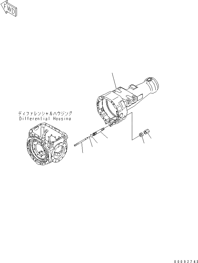 Схема запчастей Komatsu WA320-5 - ПЕРЕДНИЙ МОСТ (КОЖУХ МОСТА) (ПРАВ.) СИЛОВАЯ ПЕРЕДАЧА