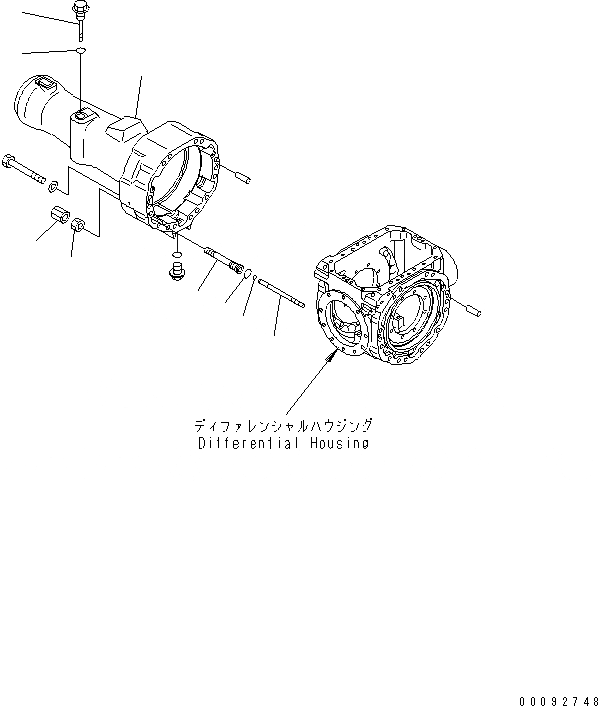 Схема запчастей Komatsu WA320-5 - ЗАДН. МОСТ (КОЖУХ МОСТА) (ПРАВ.) СИЛОВАЯ ПЕРЕДАЧА