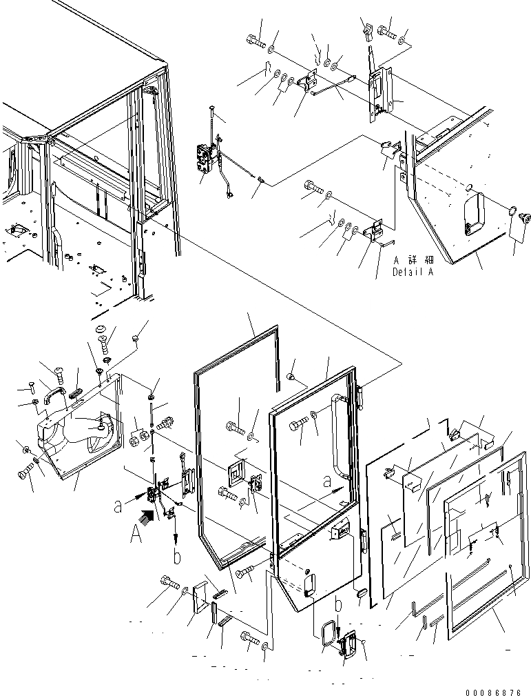 Схема запчастей Komatsu WA320-5 - КАБИНА ROPS (ДВЕРЬ ЛЕВ.) (ДЛЯ КРОМЕ ЯПОН.)(№7-) КАБИНА ОПЕРАТОРА И СИСТЕМА УПРАВЛЕНИЯ