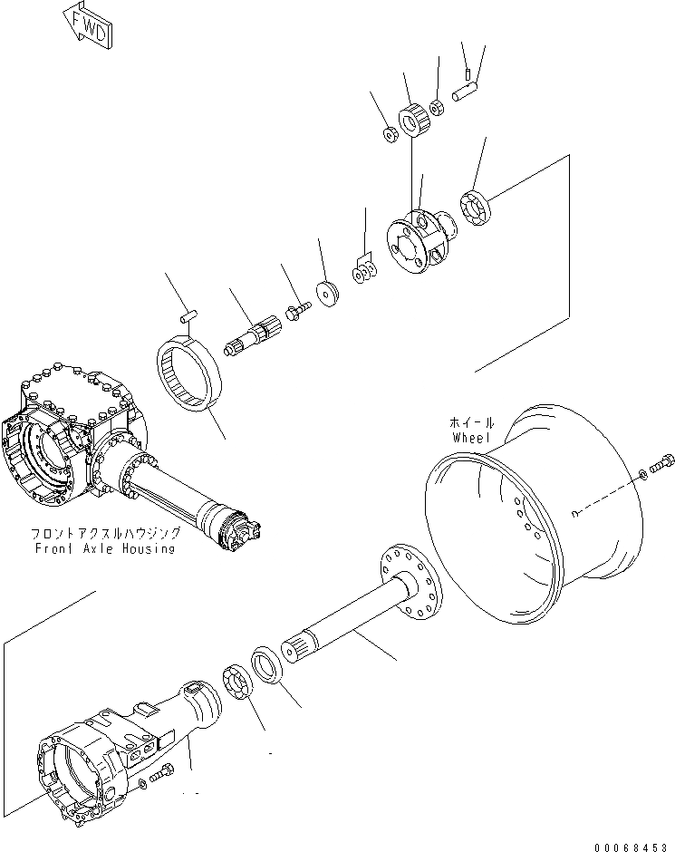 Схема запчастей Komatsu WA320-6 - ПЕРЕДНИЙ МОСТ (КОНЕЧНАЯ ПЕРЕДАЧА И КОЖУХ¤ ПРАВ.)(№7-) СИЛОВАЯ ПЕРЕДАЧА