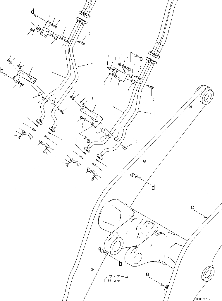 Схема запчастей Komatsu WA320-6 - ГИДРОЛИНИЯ (ТРУБЫ СТРЕЛЫ) (ДЛЯ 4-Х СЕКЦИОНН. КЛАПАН)(№7-) ГИДРАВЛИКА