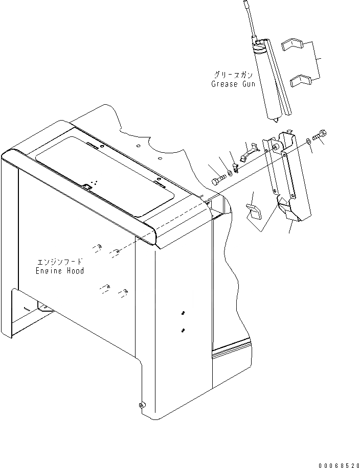 Схема запчастей Komatsu WA320-6 - КАПОТ (СМАЗ. GUN)(№7-) ЧАСТИ КОРПУСА
