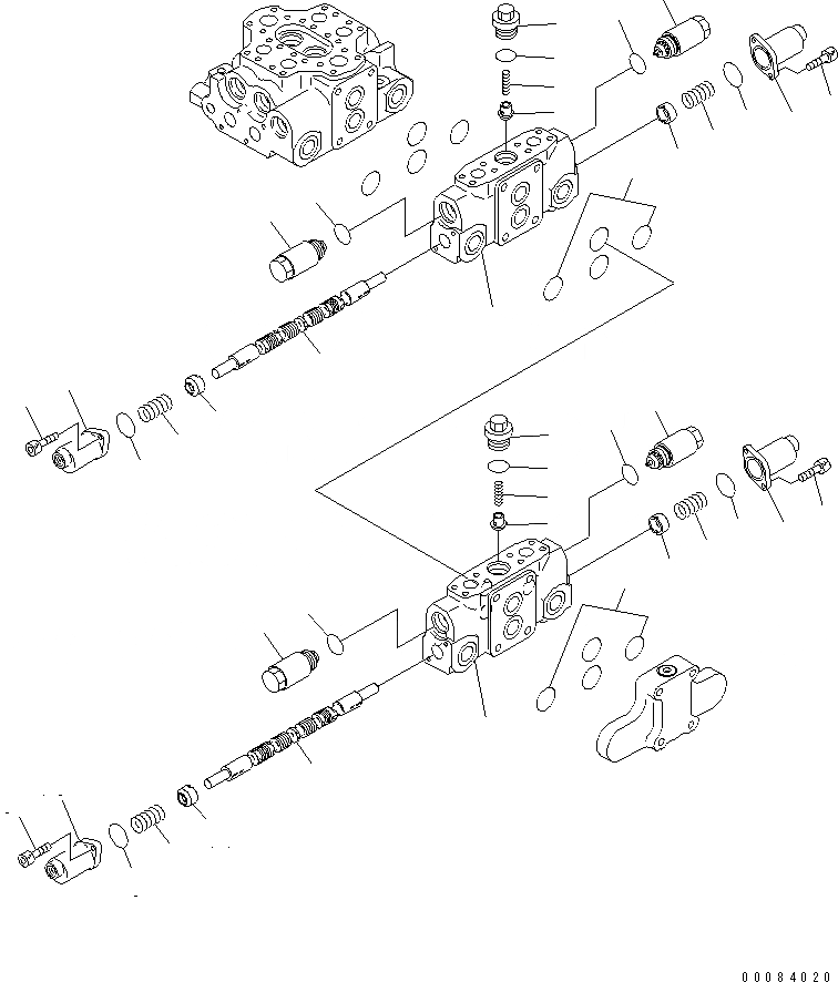 Схема запчастей Komatsu WA320-6 - УПРАВЛЯЮЩ. КЛАПАН (4-Х СЕКЦИОНН.) (/)(№7-) ОСНОВН. КОМПОНЕНТЫ И РЕМКОМПЛЕКТЫ