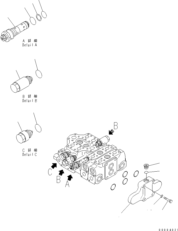 Схема запчастей Komatsu WA320-6 - УПРАВЛЯЮЩ. КЛАПАН (4-Х СЕКЦИОНН.) (/)(№7-) ОСНОВН. КОМПОНЕНТЫ И РЕМКОМПЛЕКТЫ