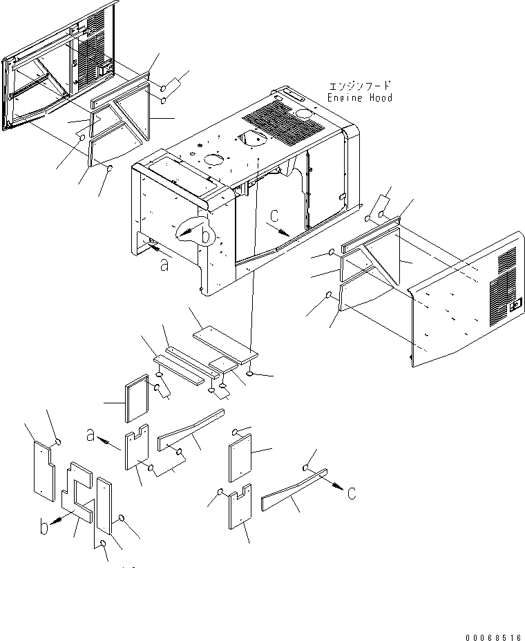 Схема запчастей Komatsu WA320-6 - КАПОТ (ЩИТКИ)(№7-) ЧАСТИ КОРПУСА