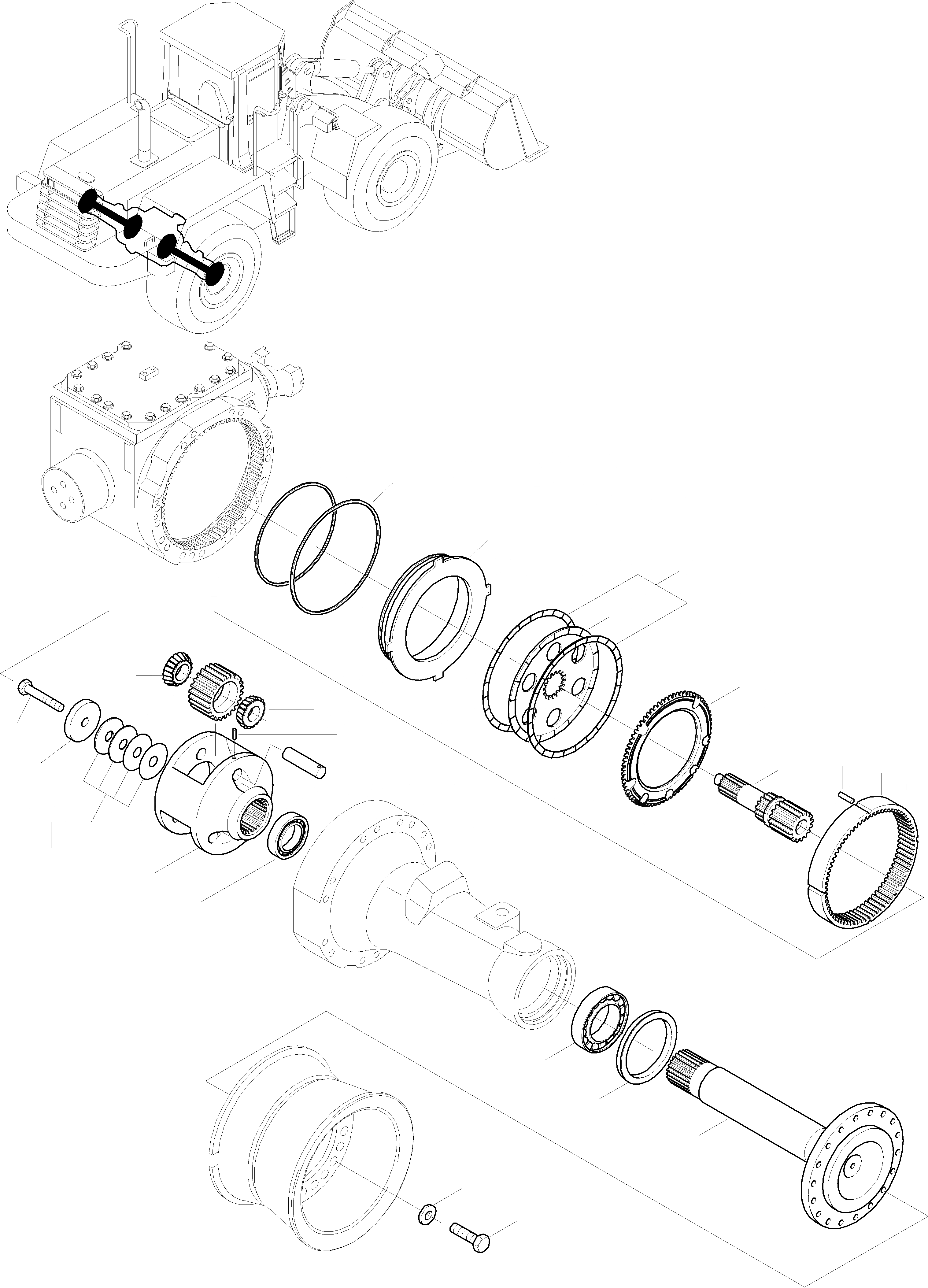 Схема запчастей Komatsu WA320-3 - PLANETARY ПРИВОД, ТОРМОЗ., ЗАДН. МОСТ ЗАДН. МОСТ